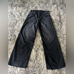 American Eagle Super High Rise Ultra Wide Leg black Jean Size 2 Long